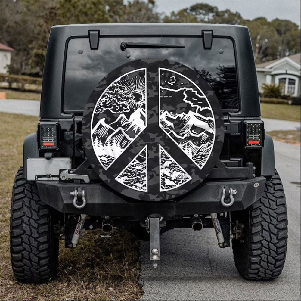 Peace Sign Mountain Jeep Car Spare Tire Cover