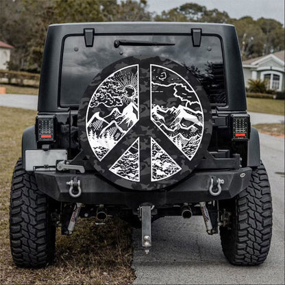 Peace Sign Mountain Jeep Car Spare Tire Cover