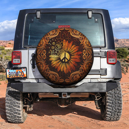 Peace Sign Sunflower Car Spare Tire Cover