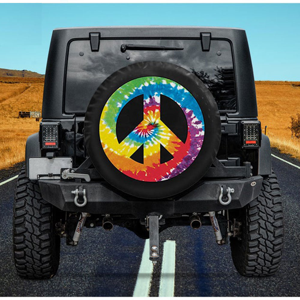 Peace Sign Tie Dye Hippie Love Jeep Car Spare Tire Cover
