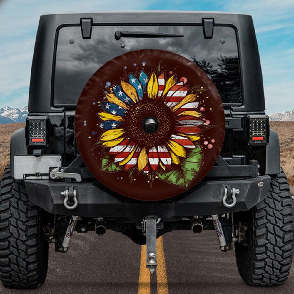 Peace Sunflower Jeep Car Spare Tire Cover