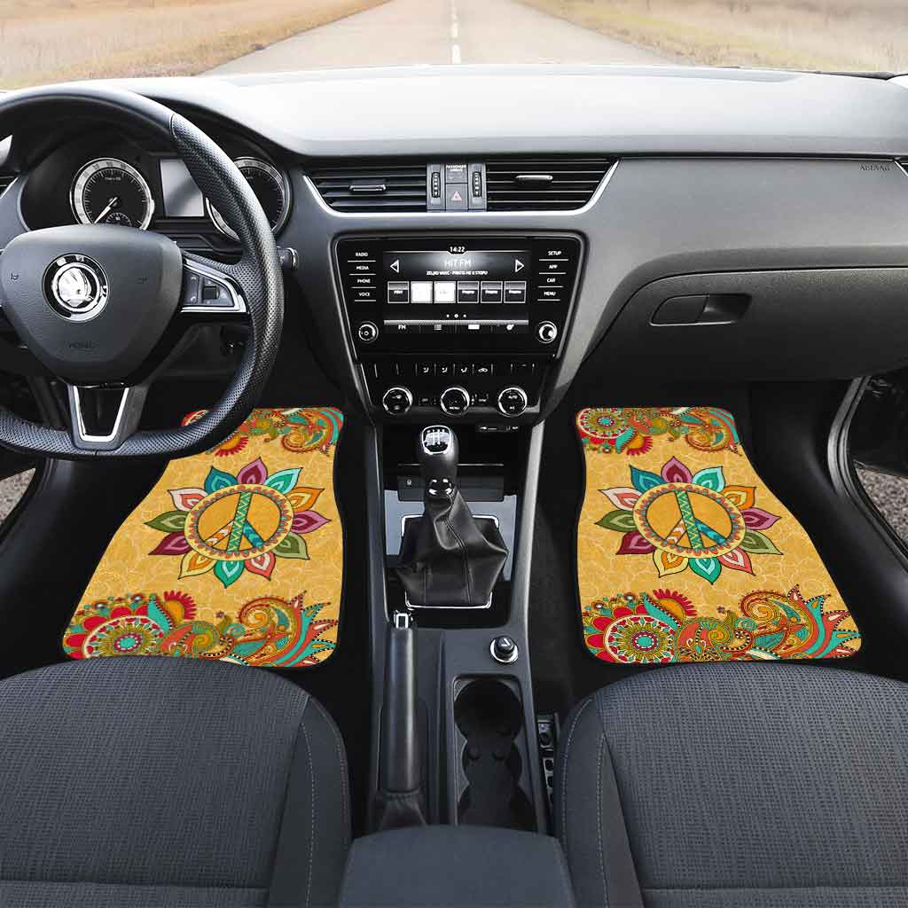 Peace Symbol Mandala Car Floor Mats Custom Yoga Car Accessories