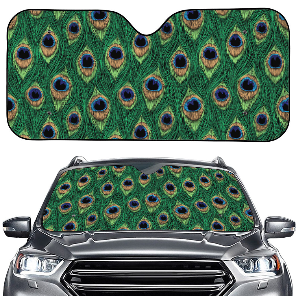 Peacock Tail Pattern Print Car Windshield Sun Shade