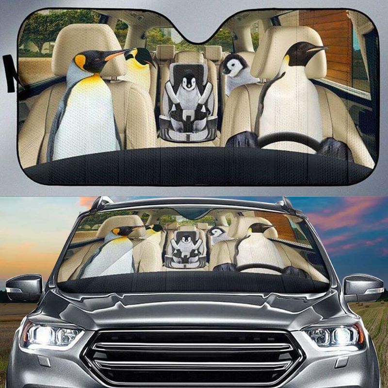 Penguins Car All Over Printed 3D Sun Shade