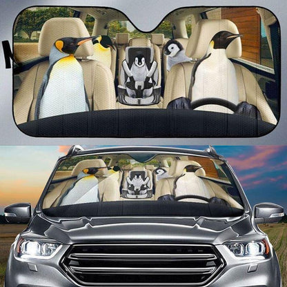Penguins Car All Over Printed 3D Sun Shade