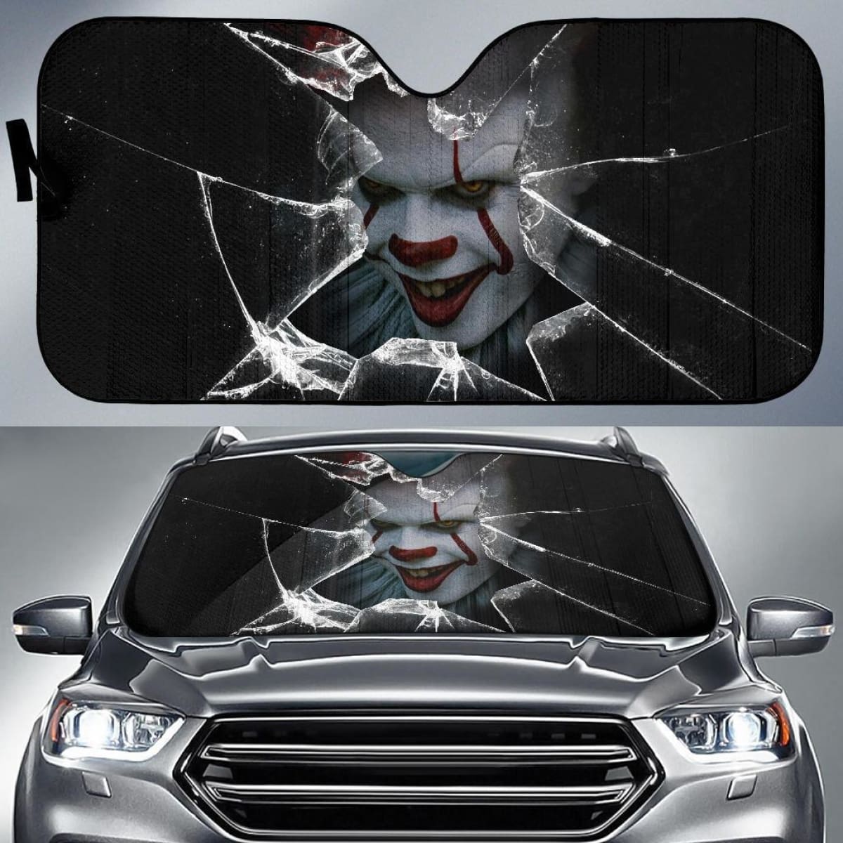 Pennywise Car Auto Sun Shade Horror Broken Glass Windshield Universal Fit 174503