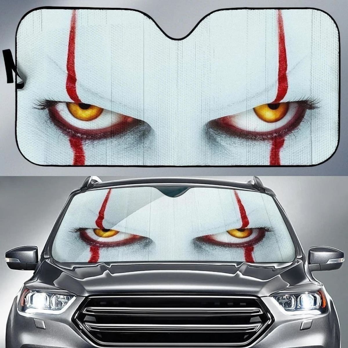 Pennywise Face Auto Sun Shade Horror Character Universal Fit 174503