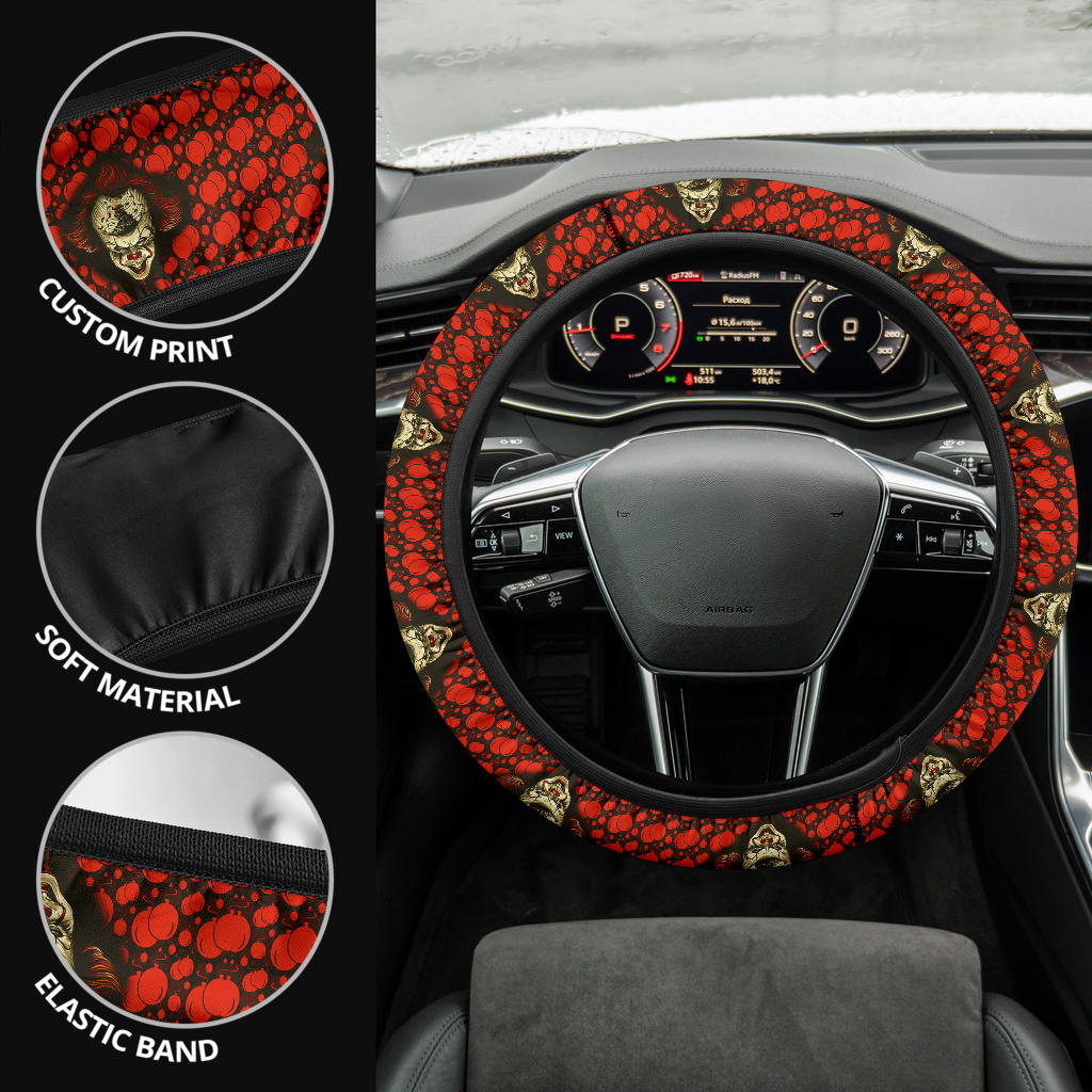 Pennywise It Horror Movie Christmas Premium Custom Car Steering Wheel Cover