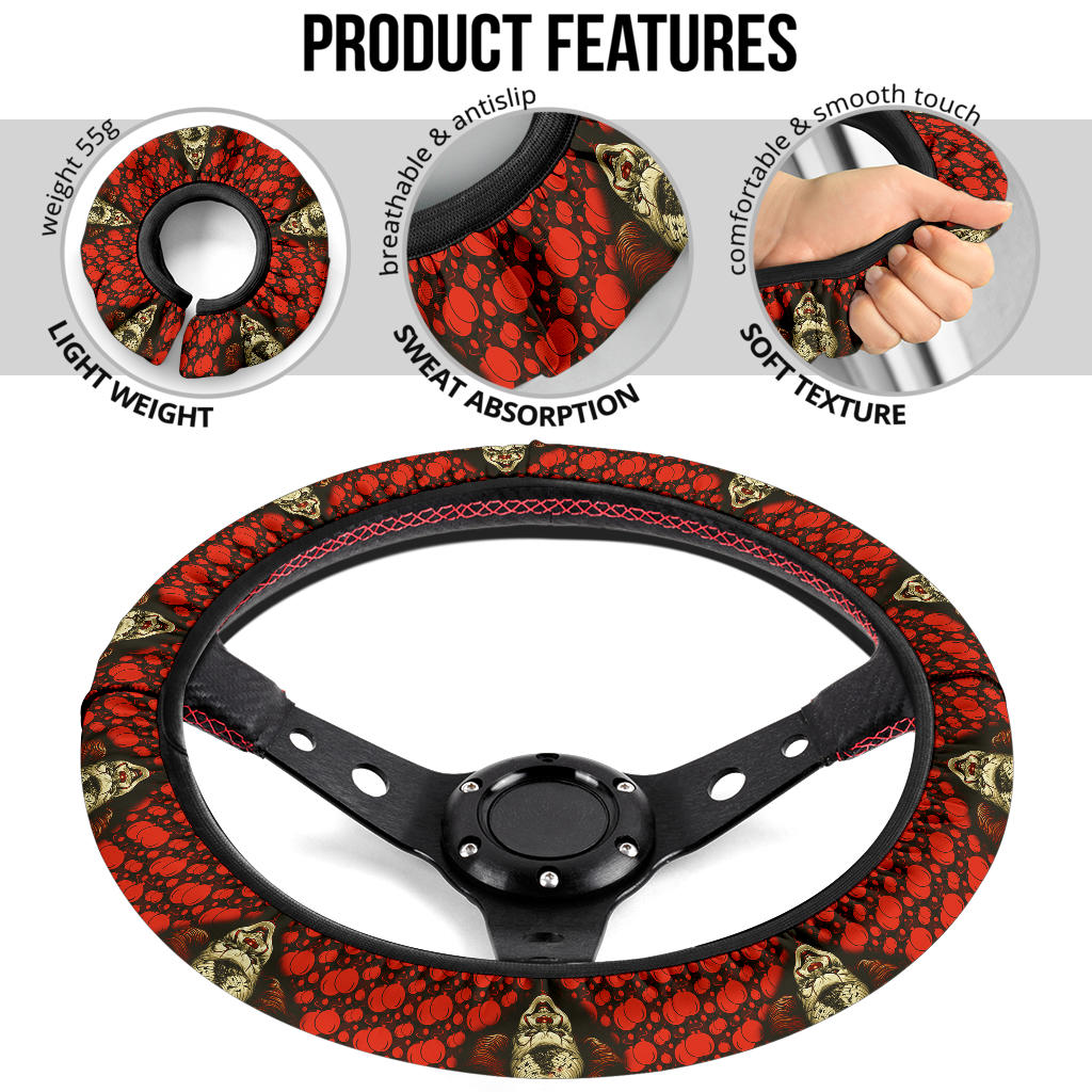 Pennywise It Horror Movie Christmas Premium Custom Car Steering Wheel Cover