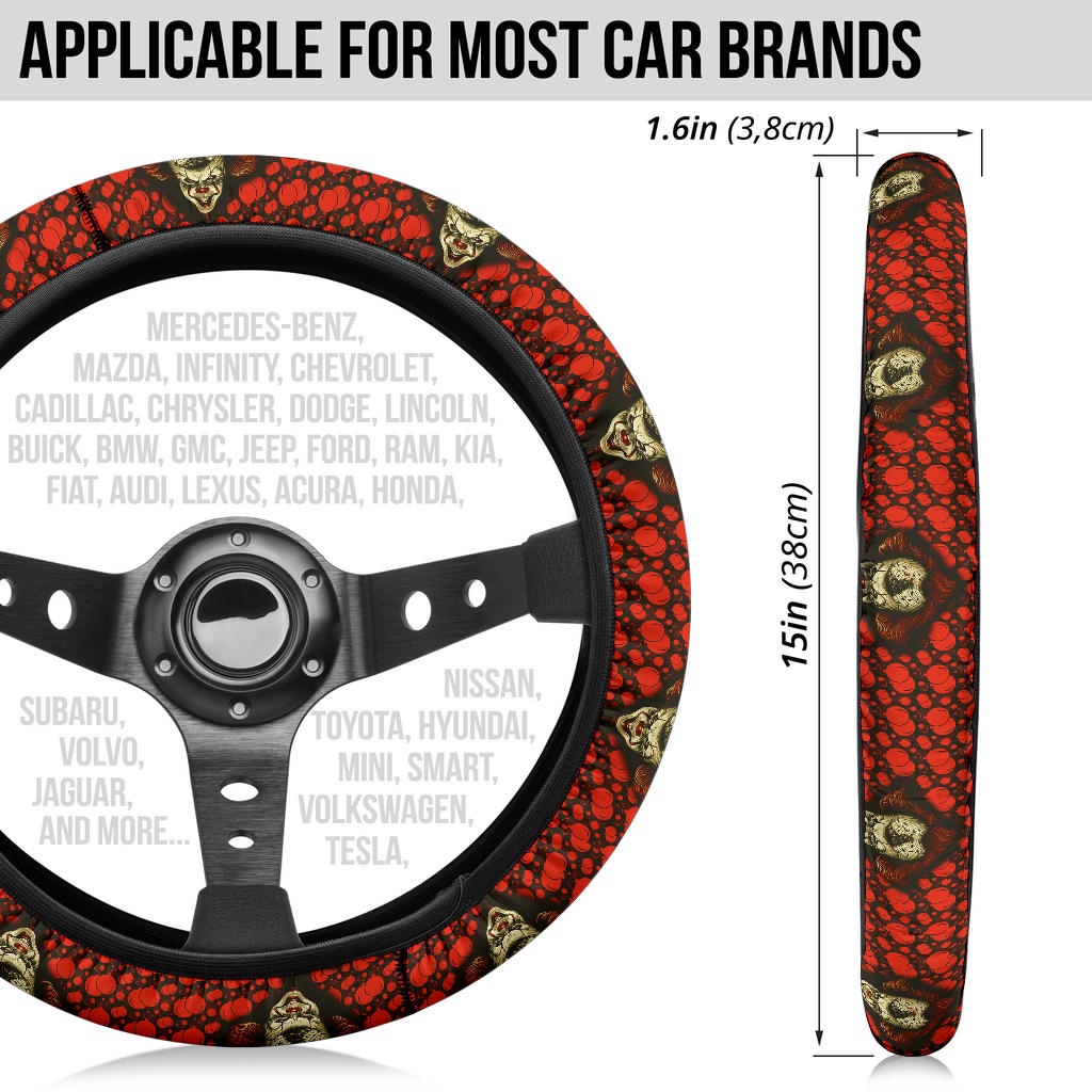 Pennywise It Horror Movie Christmas Premium Custom Car Steering Wheel Cover