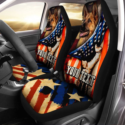 Personalized American Flag Car Seat Covers Custom German Shepherd Dog Car Accessories
