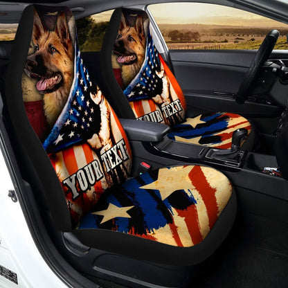 Personalized American Flag Car Seat Covers Custom German Shepherd Dog Car Accessories