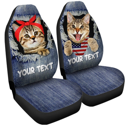 Personalized American Short Hair Cat Car Seat Covers Custom Couple Cat Car Accessories