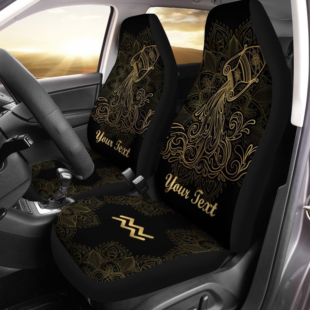 Personalized Aquarius Car Seat Covers Custom Name Zodiac Sign Car Accessories