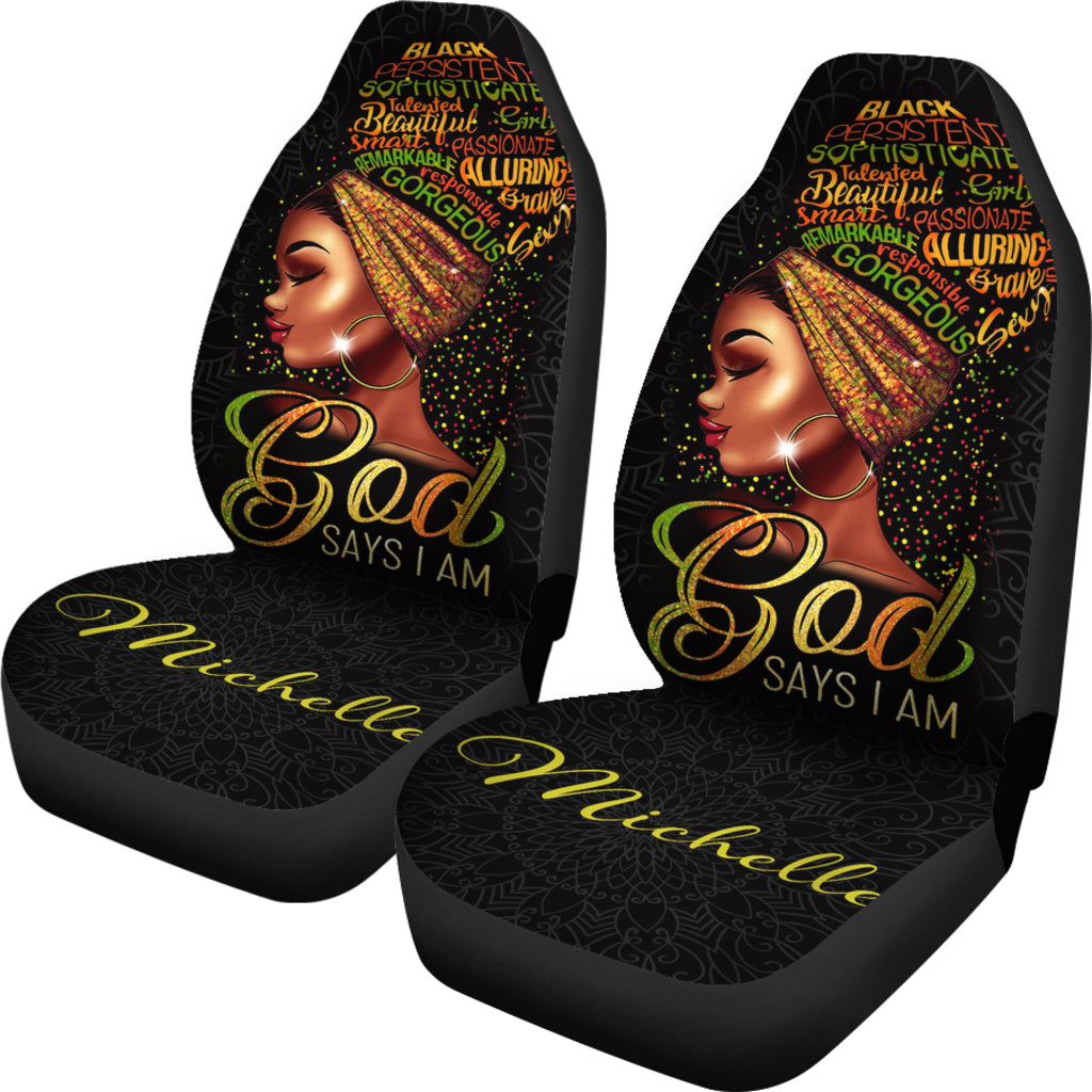 Personalized Black Girl Car Seat Cover