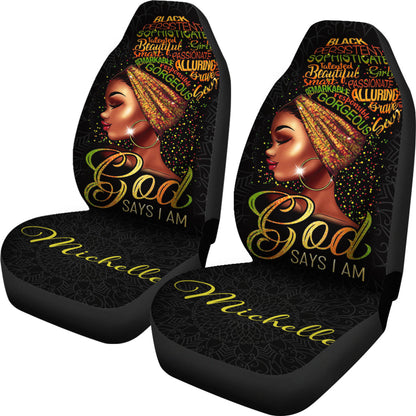 Personalized Black Girl Car Seat Cover