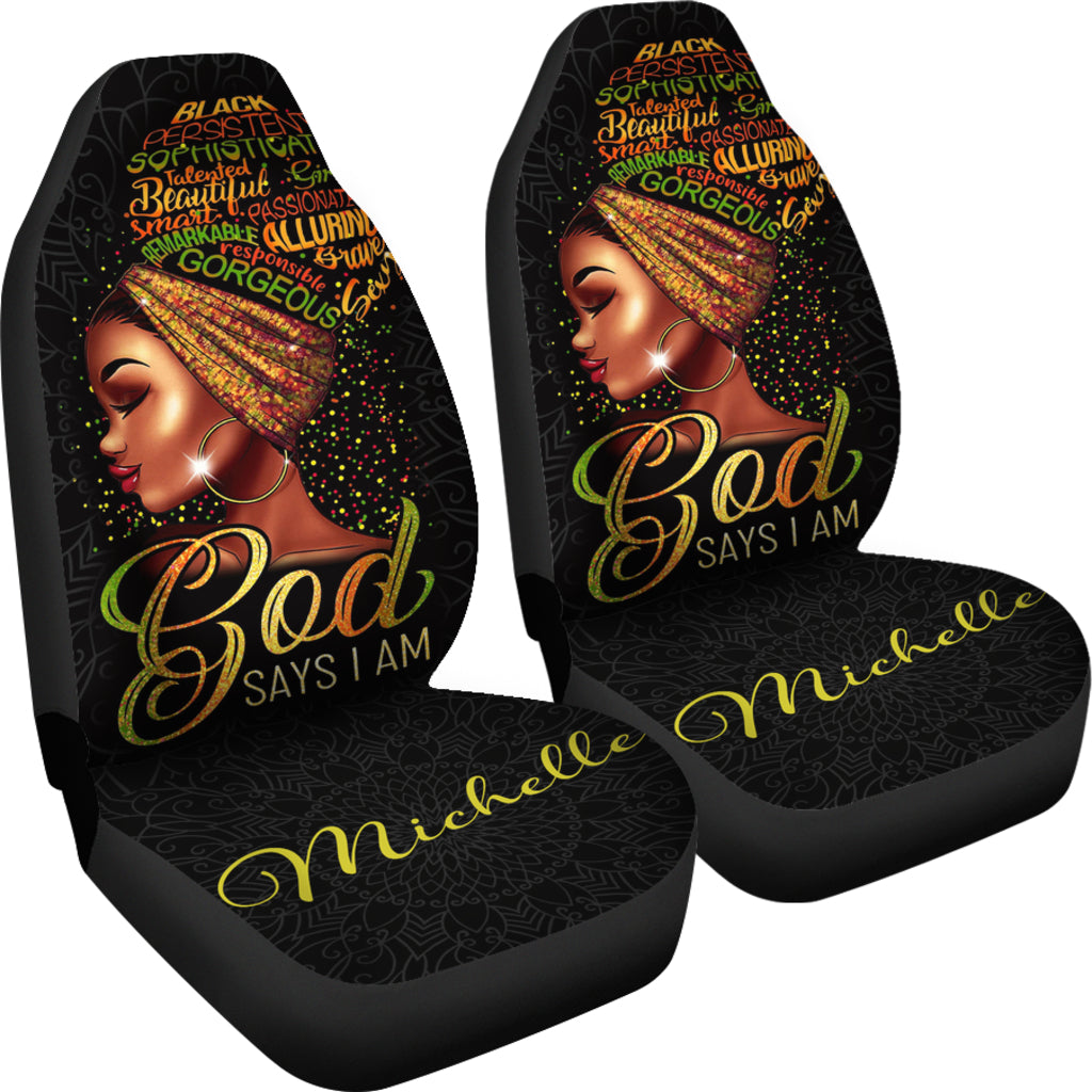 Personalized Black Girl Car Seat Cover