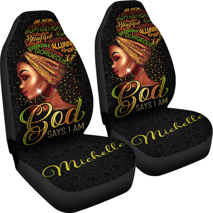 Personalized Black Girl Car Seat Cover