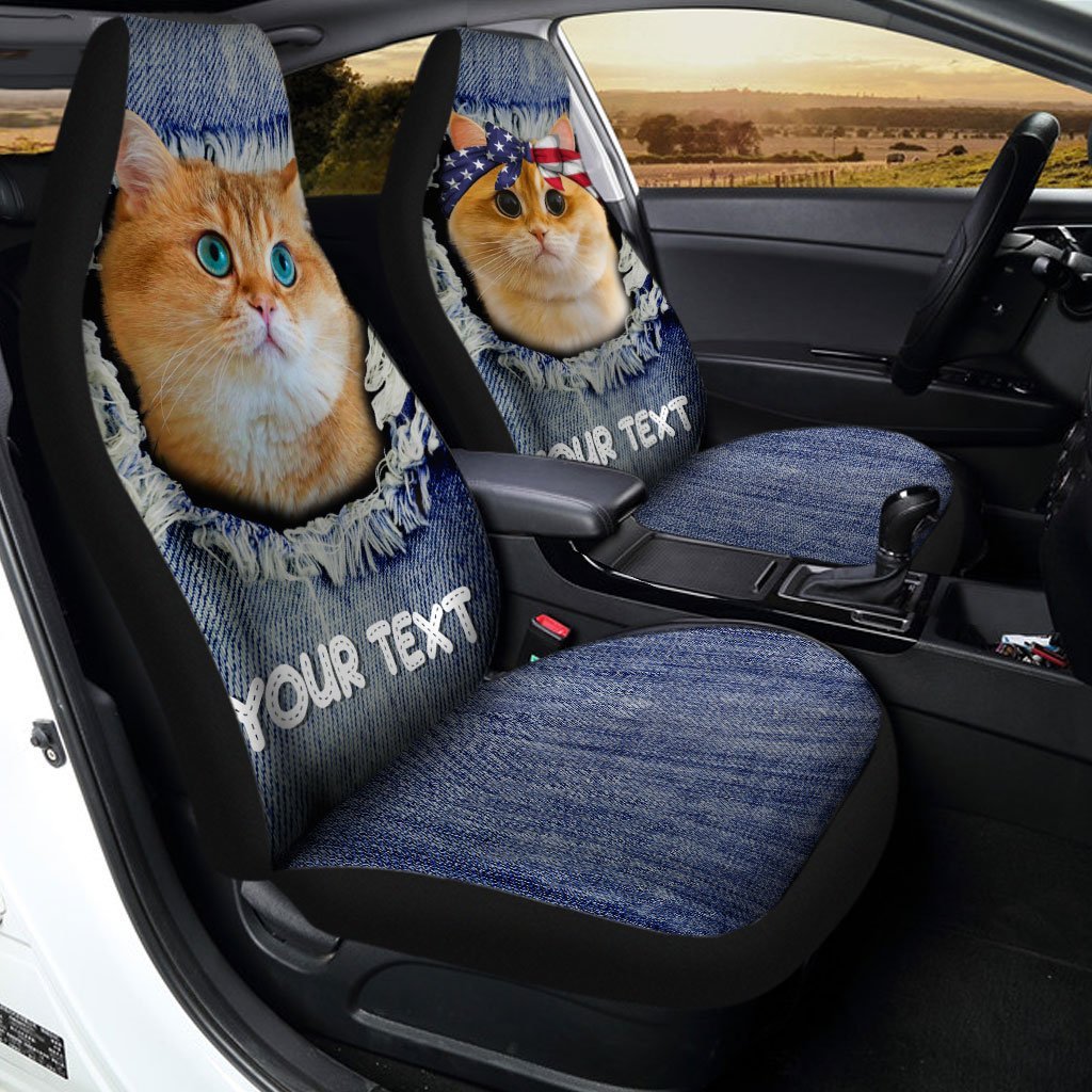 Personalized British Short Hair Cat Car Seat Covers Custom Couple Car Acessories Anniversary