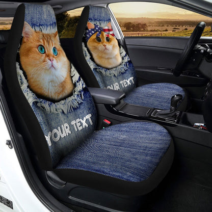 Personalized British Short Hair Cat Car Seat Covers Custom Couple Car Acessories Anniversary