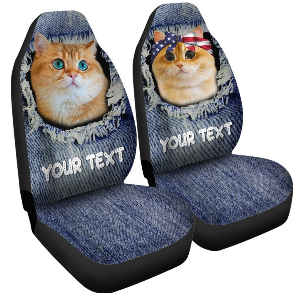 Personalized British Short Hair Cat Car Seat Covers Custom Couple Car Acessories Anniversary