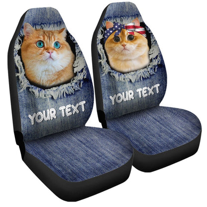 Personalized British Short Hair Cat Car Seat Covers Custom Couple Car Acessories Anniversary