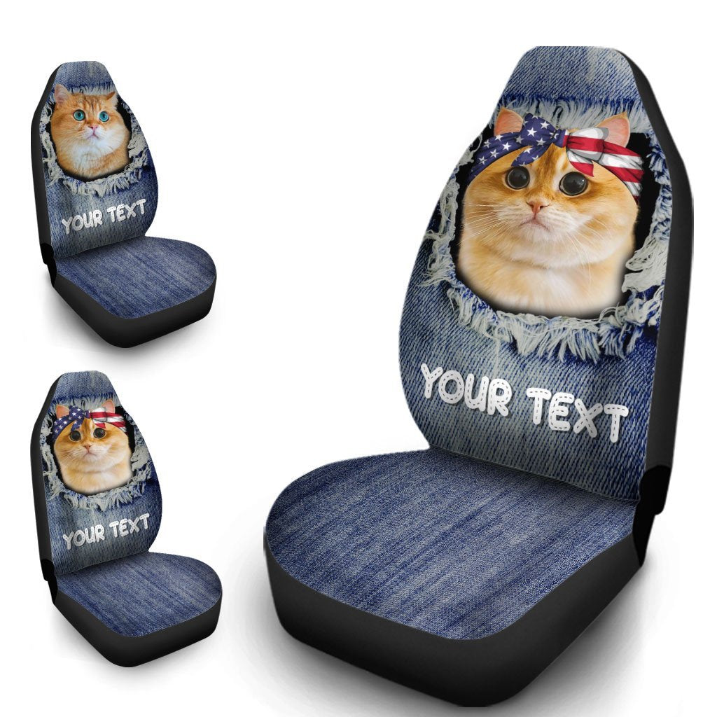 Personalized British Short Hair Cat Car Seat Covers Custom Couple Car Acessories Anniversary