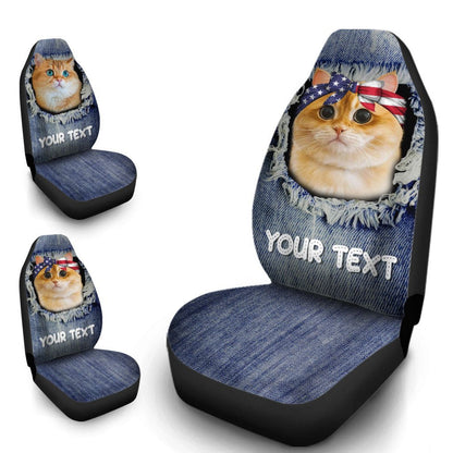 Personalized British Short Hair Cat Car Seat Covers Custom Couple Car Acessories Anniversary
