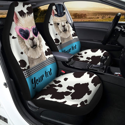 Personalized Couple Llama Car Seat Covers Custom Farmhouse Animal Car Accessories Anniversary