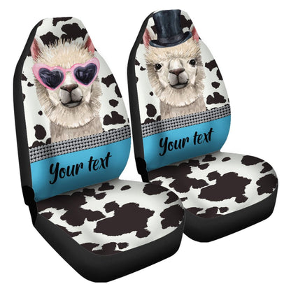 Personalized Couple Llama Car Seat Covers Custom Farmhouse Animal Car Accessories Anniversary