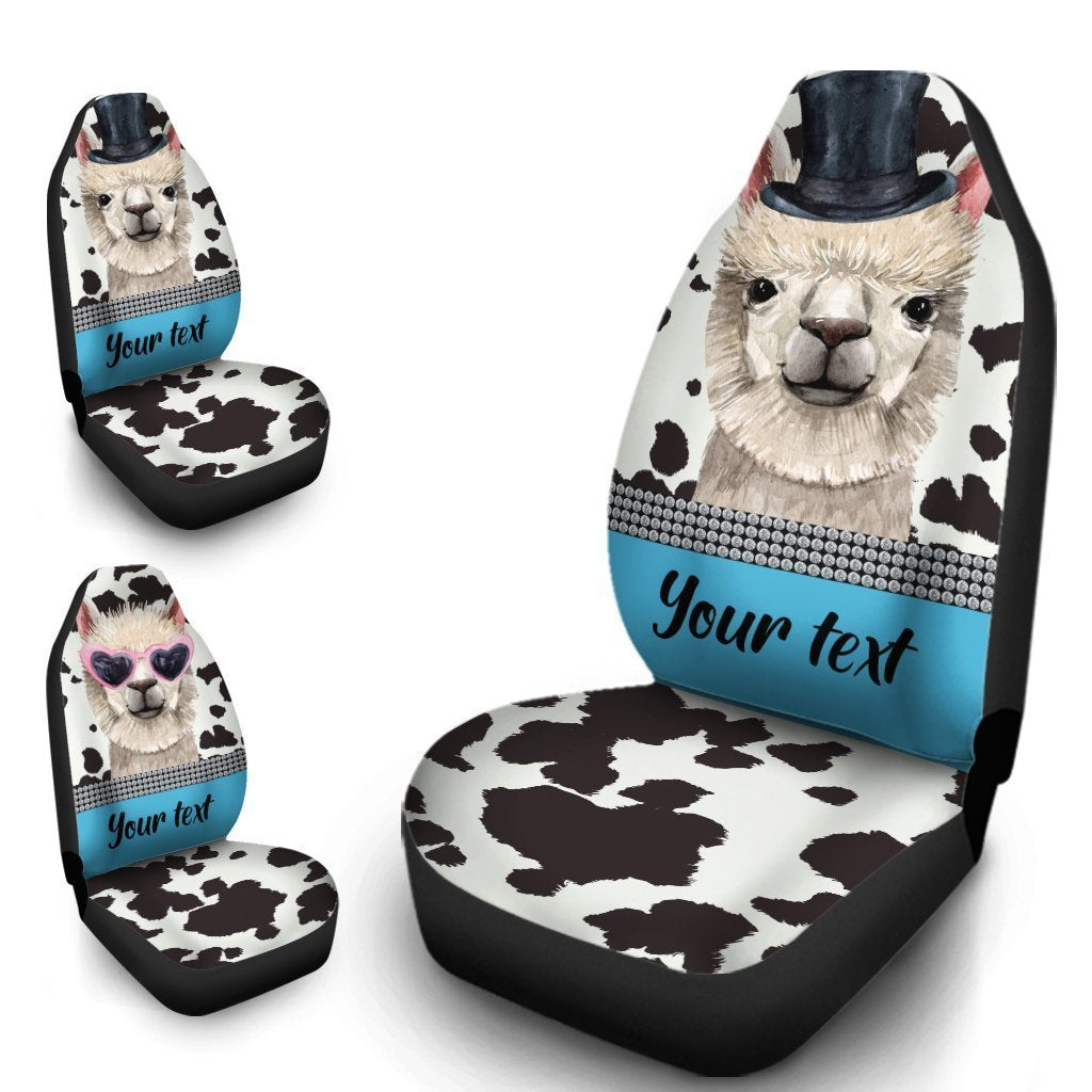 Personalized Couple Llama Car Seat Covers Custom Farmhouse Animal Car Accessories Anniversary