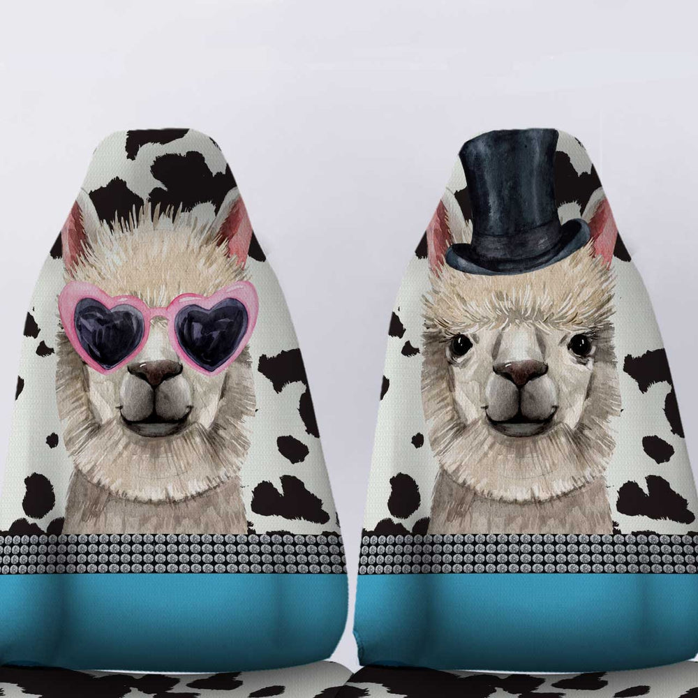 Personalized Couple Llama Car Seat Covers Custom Farmhouse Animal Car Accessories Anniversary
