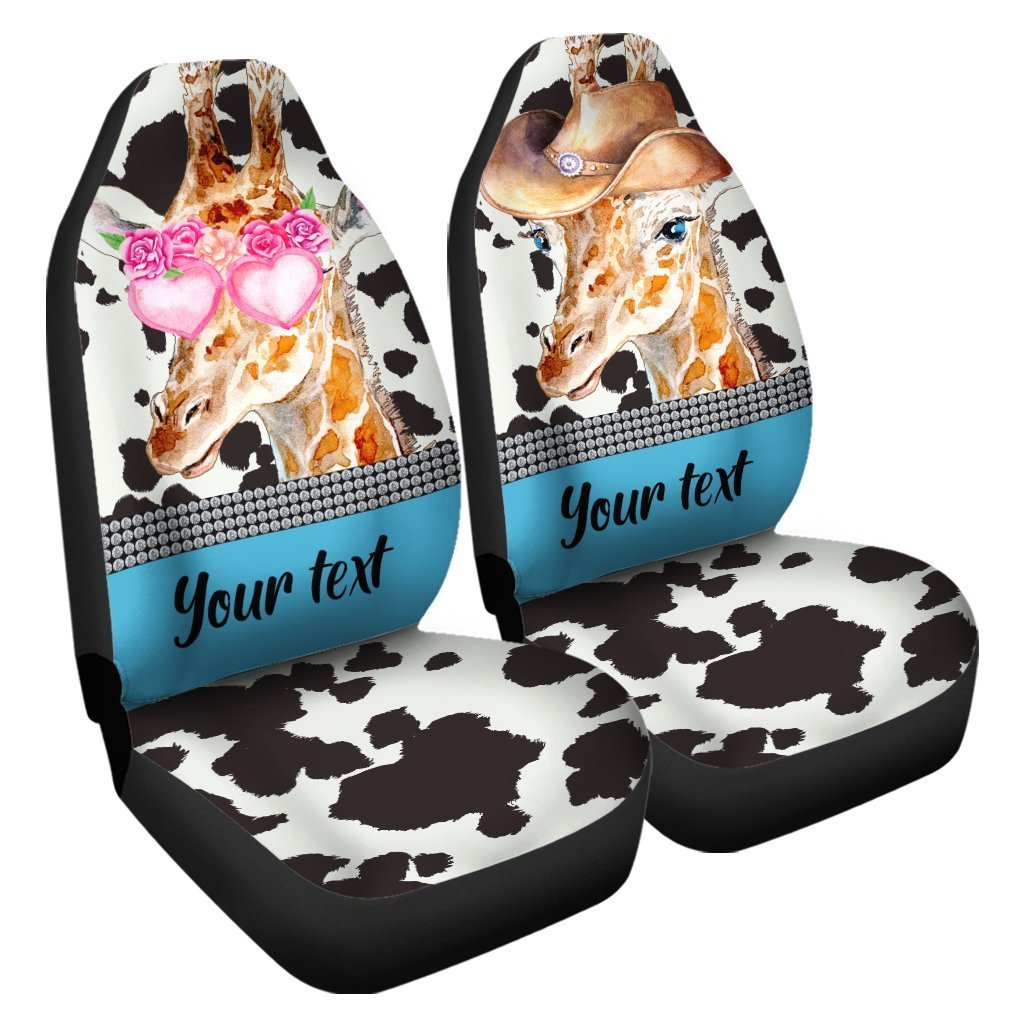 Personalized Cute Couple Giraffe Car Seat Covers Custom Car Accessories For Couple