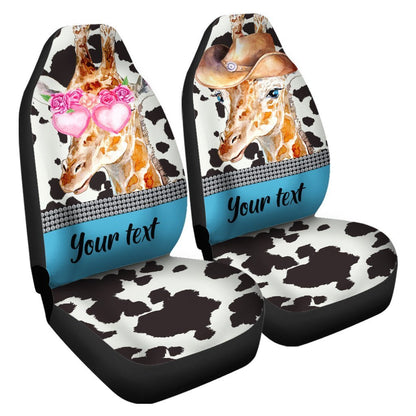 Personalized Cute Couple Giraffe Car Seat Covers Custom Car Accessories For Couple