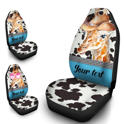 Personalized Cute Couple Giraffe Car Seat Covers Custom Car Accessories For Couple