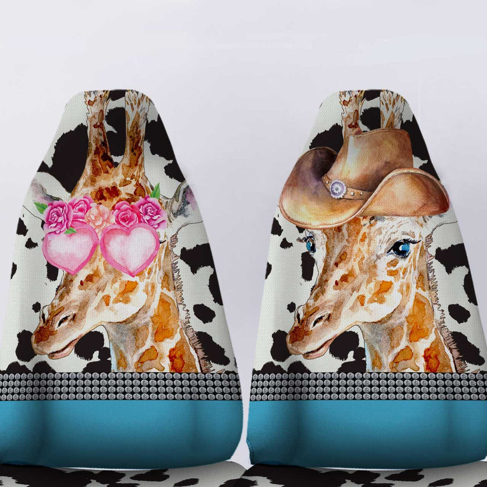 Personalized Cute Couple Giraffe Car Seat Covers Custom Car Accessories For Couple
