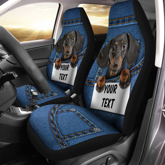 Personalized Cute Dachshund Car Seat Covers Custom Car Accessories For Dog Lovers
