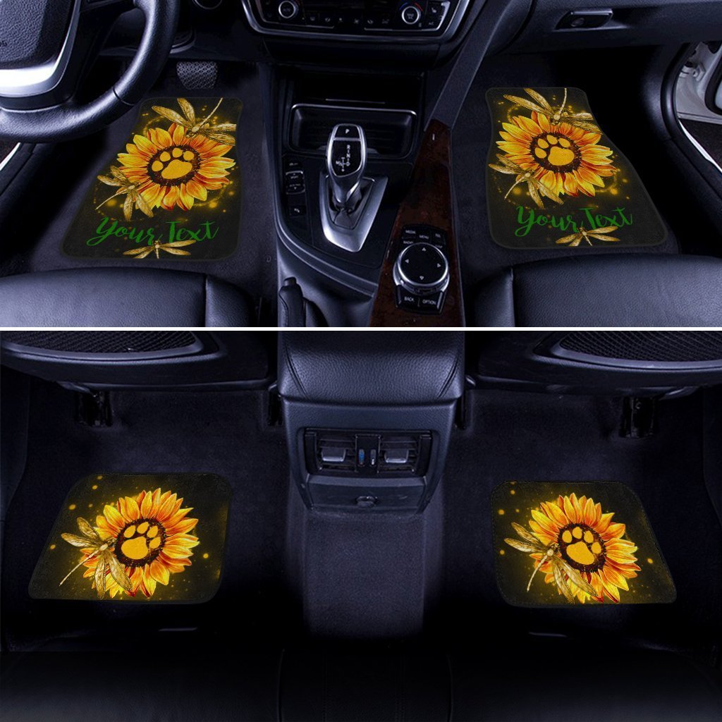 Personalized Dragonfly Car Floor Mats Custom Sunflower Dog Paw Car Accessories