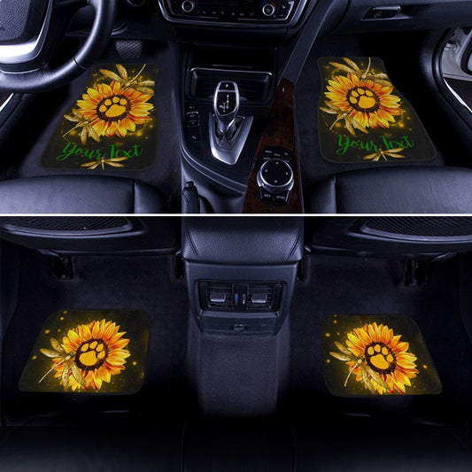 Personalized Dragonfly Car Floor Mats Custom Sunflower Dog Paw Car Accessories