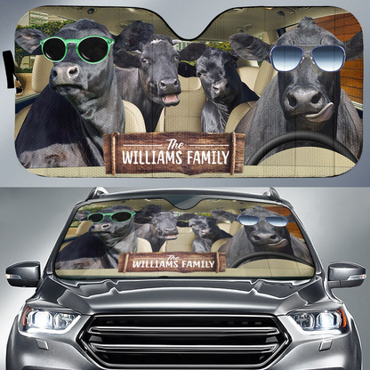 Personalized Name Black Angus Car All Over Printed 3D Sun Shade