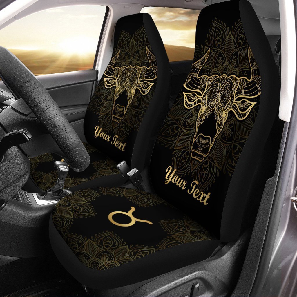 Personalized Name Taurus Car Seat Covers Custom Zodiac Sign Car Accessories