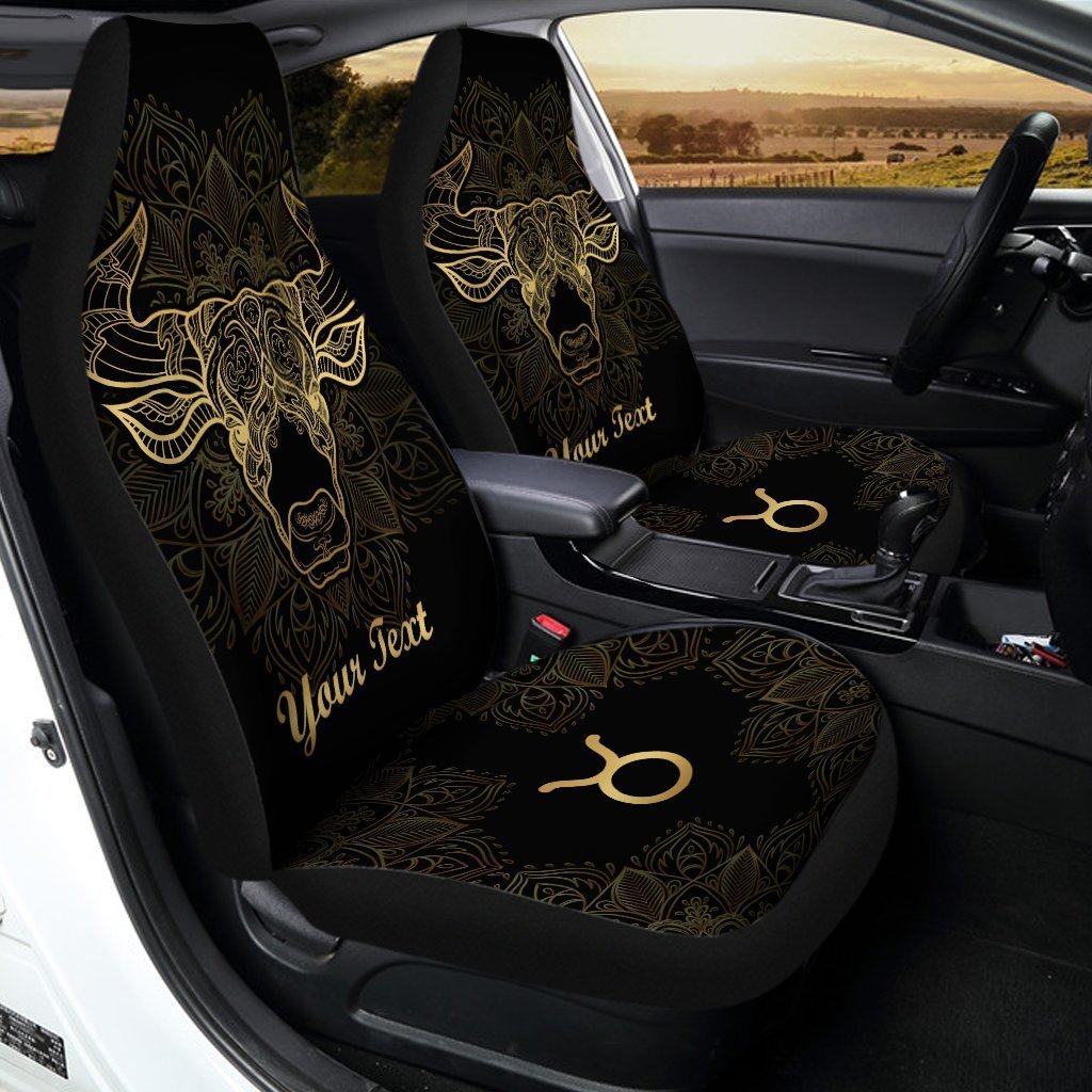 Personalized Name Taurus Car Seat Covers Custom Zodiac Sign Car Accessories