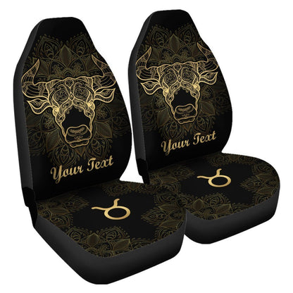 Personalized Name Taurus Car Seat Covers Custom Zodiac Sign Car Accessories