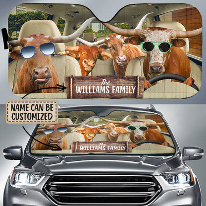 Personalized Name Tx Longhorn Car All Over Printed 3D Sun Shade