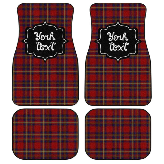 Personalized Oliver Tartan Car Floor Mats Custom Name Car Accessories