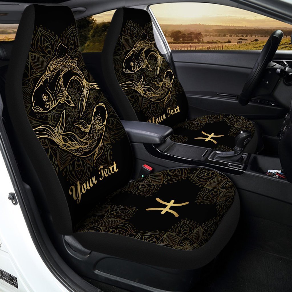 Personalized Pisces Car Seat Covers Custom Zodiac Sign Car Accessories