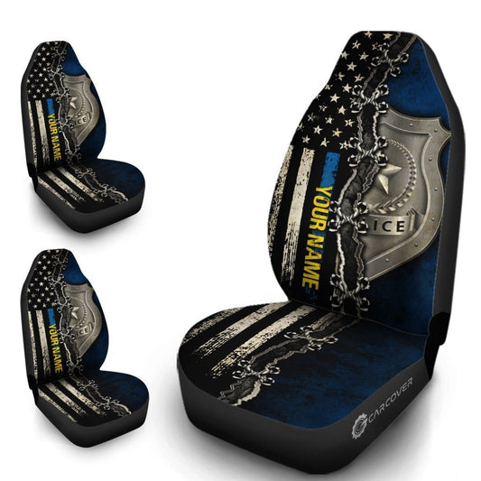 Personalized Police Car Seat Covers Custom Thin Blue Line