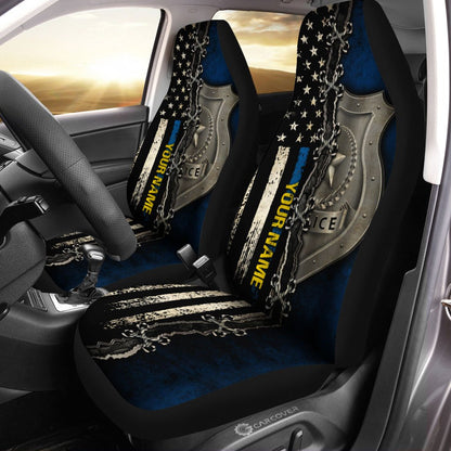 Personalized Police Car Seat Covers Custom Thin Blue Line