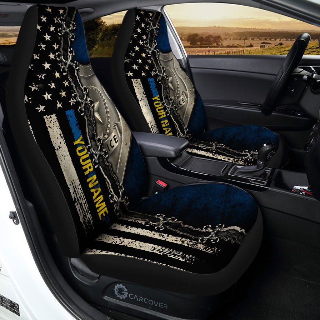 Personalized Police Car Seat Covers Custom Thin Blue Line