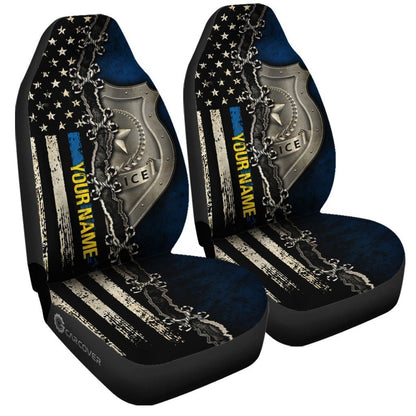 Personalized Police Car Seat Covers Custom Thin Blue Line